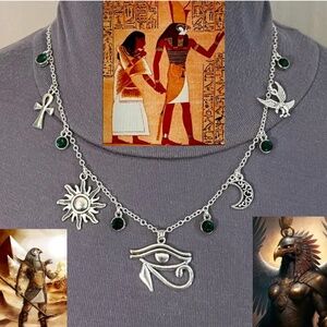 “Horus: God of the Sky" Ancient Egyptian Mythology Handmade Necklace, Eye, Ankh